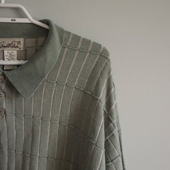 Arnold Palmer Men's Sz XL Green Polo Collared Long Sleeve Pullover Sweater Top - Picture 6 of 12